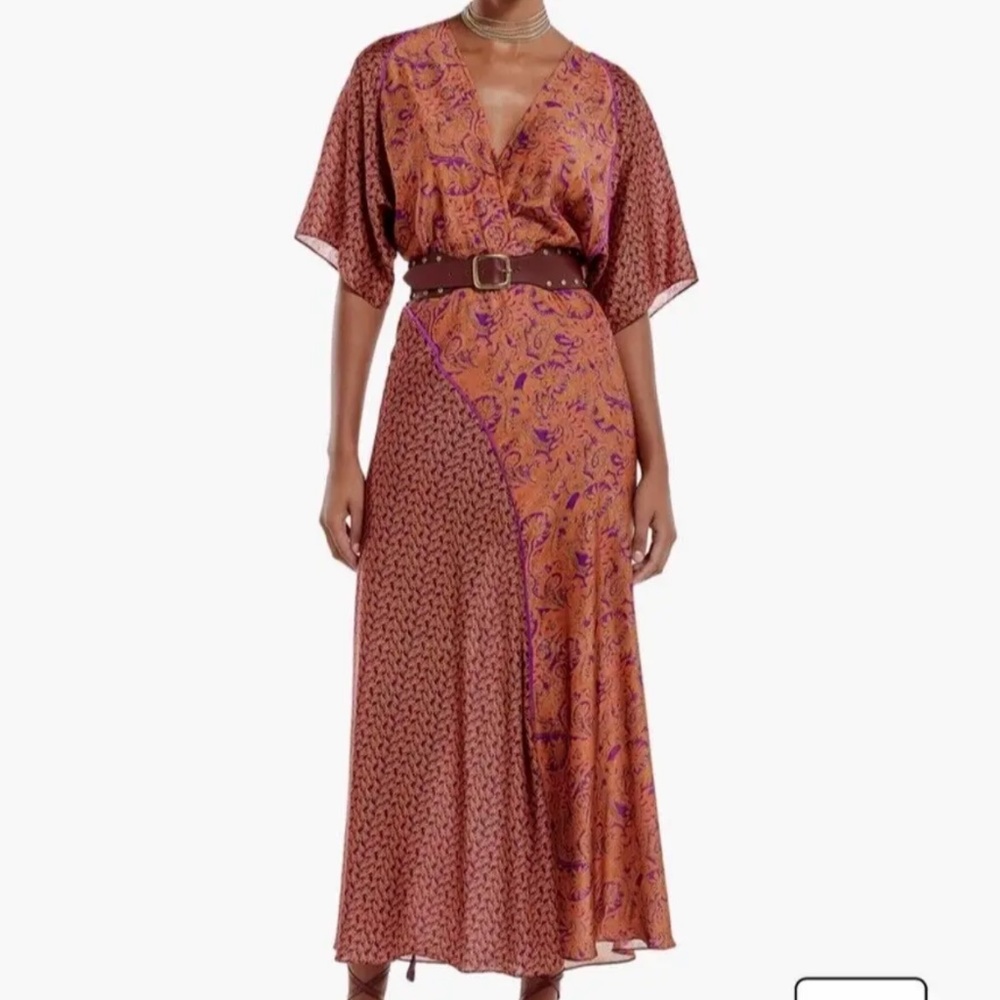 NWT Vix Paula Hermanny Luri Plum Maisa Dress M Medium Silk Blend Maxi Print $448